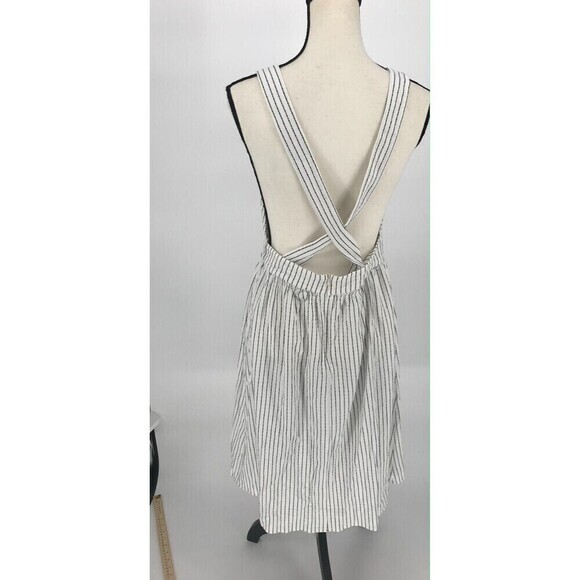 Lulus Women Apron Dress Size Small Black/White Stripe Crossback Open back - Picture 10 of 10